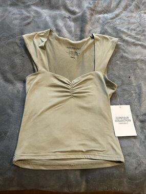 Women's Sage Green Ruched Contour Tank Top
